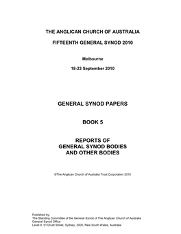 General Synod Papers Book 5 Reports of General Synod Bodies and Other Bodies