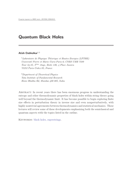 Quantum Black Holes