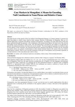 Case Markers in Mongolian: a Means for Encoding Null Constituents in Noun Phrase and Relative Clause