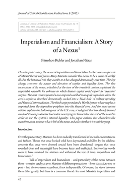 Imperialism and Financialism: a Story of a Nexus 1