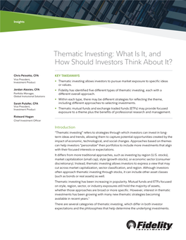 Thematic Investing: What Is It, and How Should Investors Think About It?