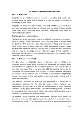 Factsheet on Wetlands of Gujarat