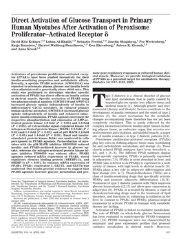 Direct Activation of Glucose Transport in Primary Human Myotubes After
