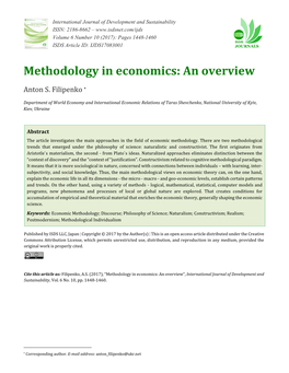 Methodology in Economics: an Overview