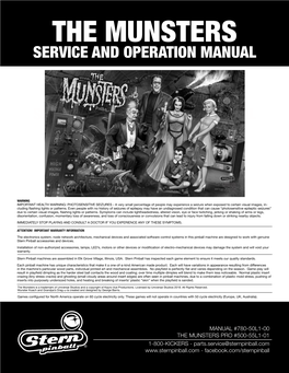 THE MUNSTERS PRO MANUAL 500-55L1-01 Licensed by Universal Studios 2018