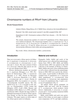 Chromosome Numbers of Allium from Lithuania