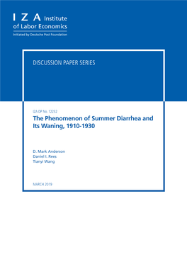 The Phenomenon of Summer Diarrhea and Its Waning, 1910-1930