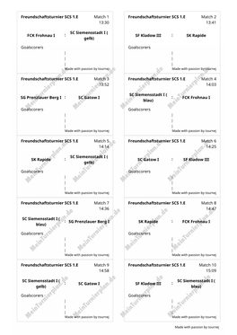 Freundschaftsturnier SCS 1.E Match 1 13:30 FCK Frohnau I