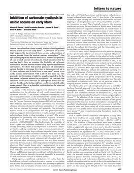 Inhibition of Carbonate Synthesis in Acidic Oceans on Early Mars