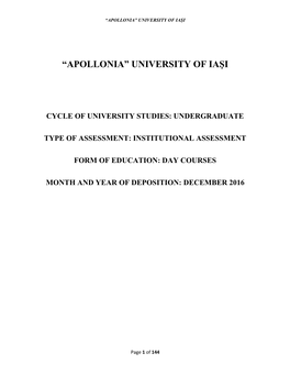 “Apollonia” University of Iaşi