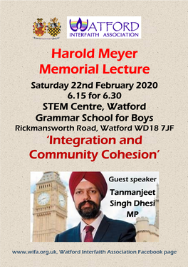 Harold Meyer Memorial Lecture