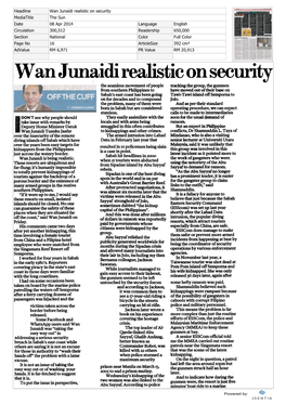 Wan Junaidi Realistic on Security