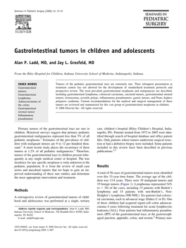 Gastrointestinal Tumors in Children and Adolescents