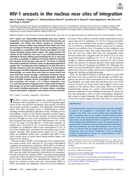 HIV-1 Uncoats in the Nucleus Near Sites of Integration