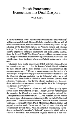 Polish Protestants: Ecumenism in a Dual Diaspora