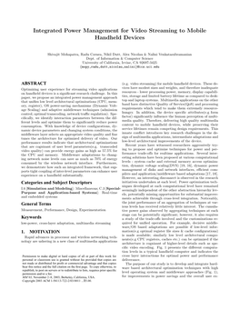 Integrated Power Management for Video Streaming to Mobile Handheld Devices