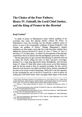 Henry IV, Falstaff, the Lord Chief Justice, and the King of France in the Henriad