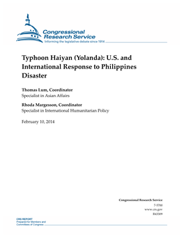 Typhoon Haiyan (Yolanda): U.S