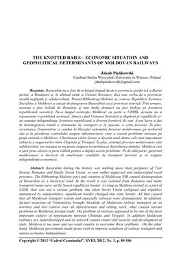 Economic Situation and Geopolitical Determinants of Moldovan Railways