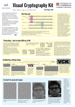 Visual Cryptography Kit Computer Laboratory