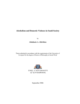 Alcoholism and Domestic Violence in Saudi Society