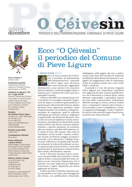 Ecco “O Çéivesìn” Il Periodico Del Comune Di Pieve Ligure