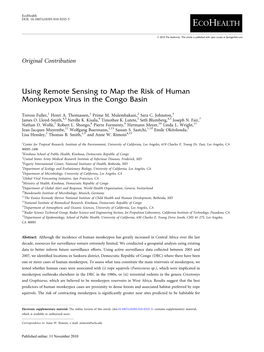 Using Remote Sensing to Map the Risk of Human Monkeypox Virus in the Congo Basin