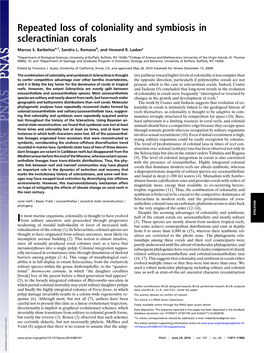 Repeated Loss of Coloniality and Symbiosis in Scleractinian Corals