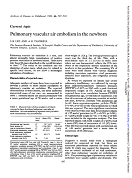 Pulmonary Vascular Air Embolism in the Newborn