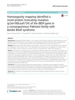 Of the BBS9 Gene in a Consanguineous Paki