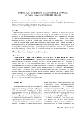 Composição E Distribuição Espaço-Temporal De Anuros No Cariri Paraibano 383