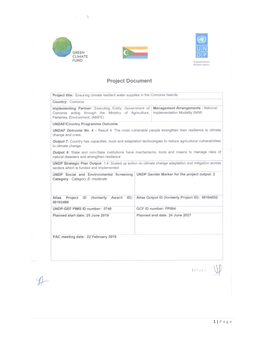 GCF Project Document Template