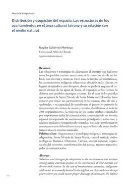 Distribución Y Ocupación Del Espacio. Las Estructuras De Los Asentamientos En El Área Cultural Tairona Y Su Relación Con El Medio Natural