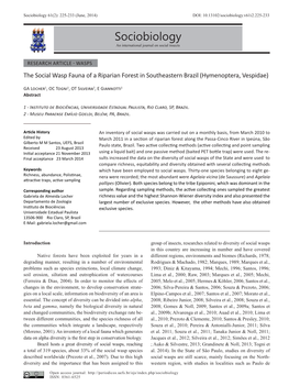 The Social Wasp Fauna of a Riparian Forest in Southeastern Brazil Hymenoptera Vespidae