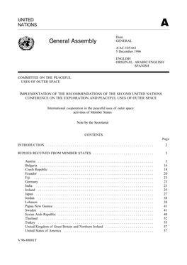 General Assembly GENERAL A/AC.105/661 5 December 1996