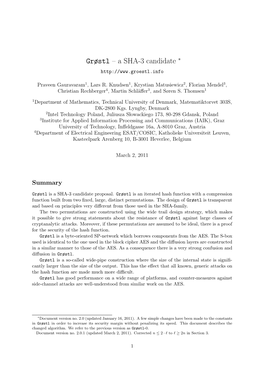 Grøstl – a SHA-3 Candidate ∗