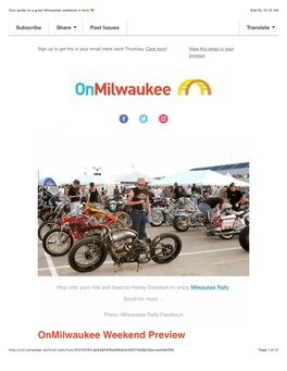 Onmilwaukee, Weekend Preview