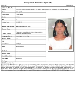 Missing Person - Period Wise Report (CIS) 12/09/2019 Page 1 of 50
