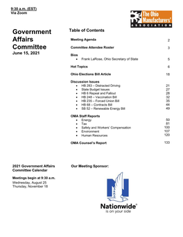 OMA Government Affairs Committee Meeting Materials
