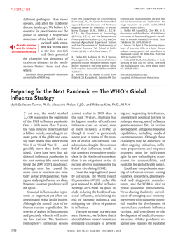Preparing for the Next Pandemic — the WHO's Global Influenza Strategy