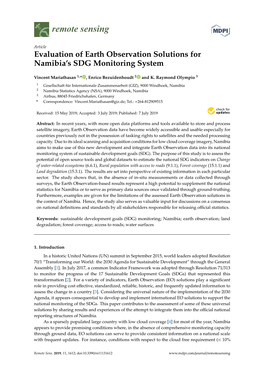 Evaluation of Earth Observation Solutions for Namibia's SDG