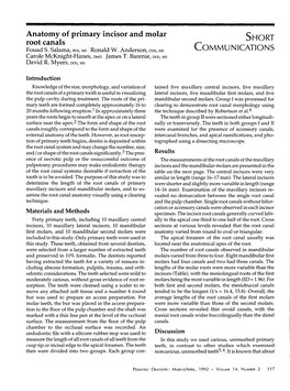 Anatomy of Primary Incisor and Molar Root Canals