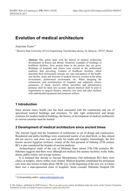 Evolution of Medical Architecture