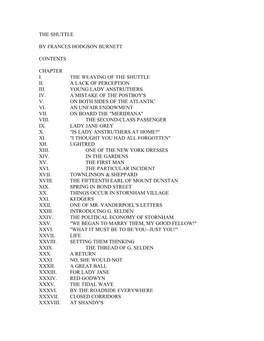 The Shuttle by Frances Hodgson Burnett Contents