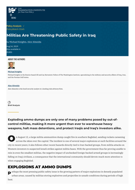 Militias Are Threatening Public Safety in Iraq | the Washington Institute