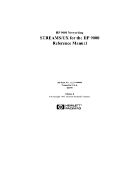 STREAMS/UX for the HP 9000 Reference Manual