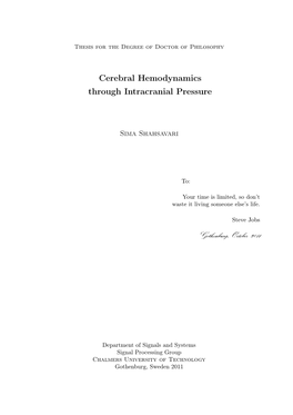 Cerebral Hemodynamics Through Intracranial Pressure