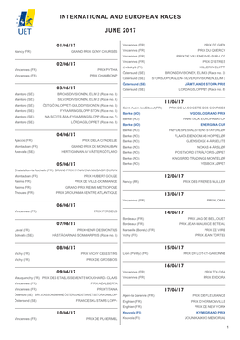 International and European Races June