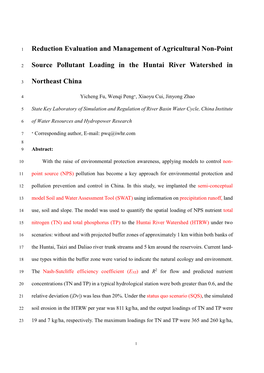 Reduction Evaluation and Management of Agricultural Non-Point