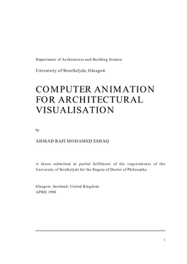 Computer Animation for Architectural Visualisation